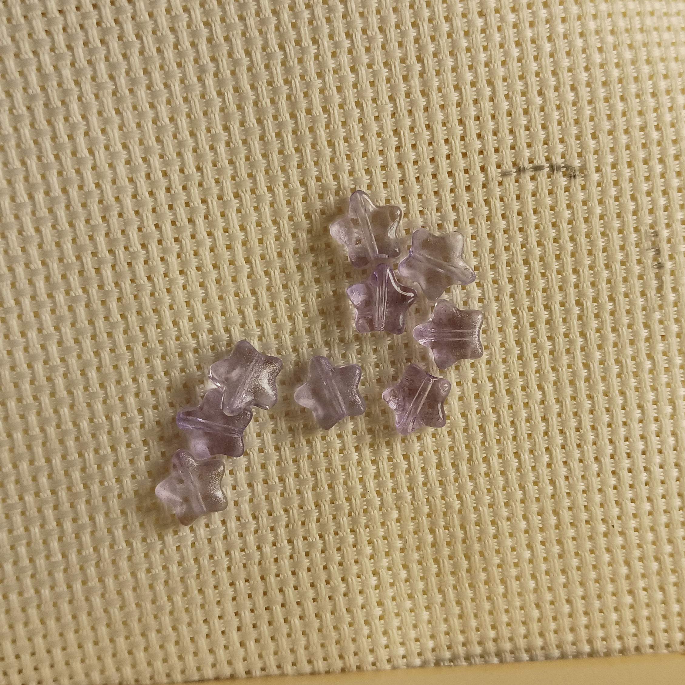 Violet Glitter Glass Star Beads