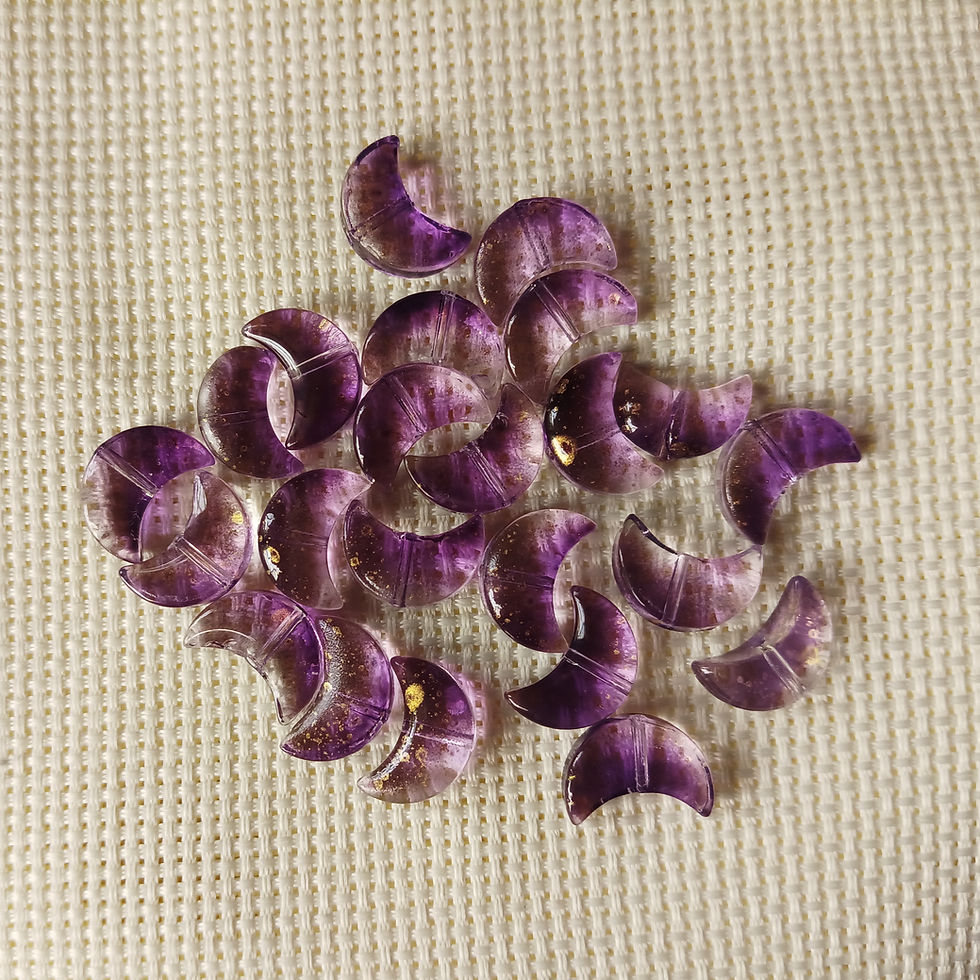 Violet Tone Transparent Glass Moon Bead