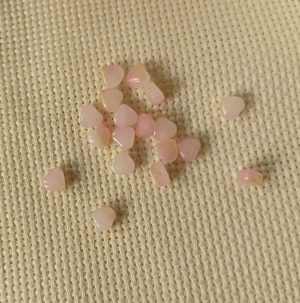 Baby Pink-White Glass Heart Beads