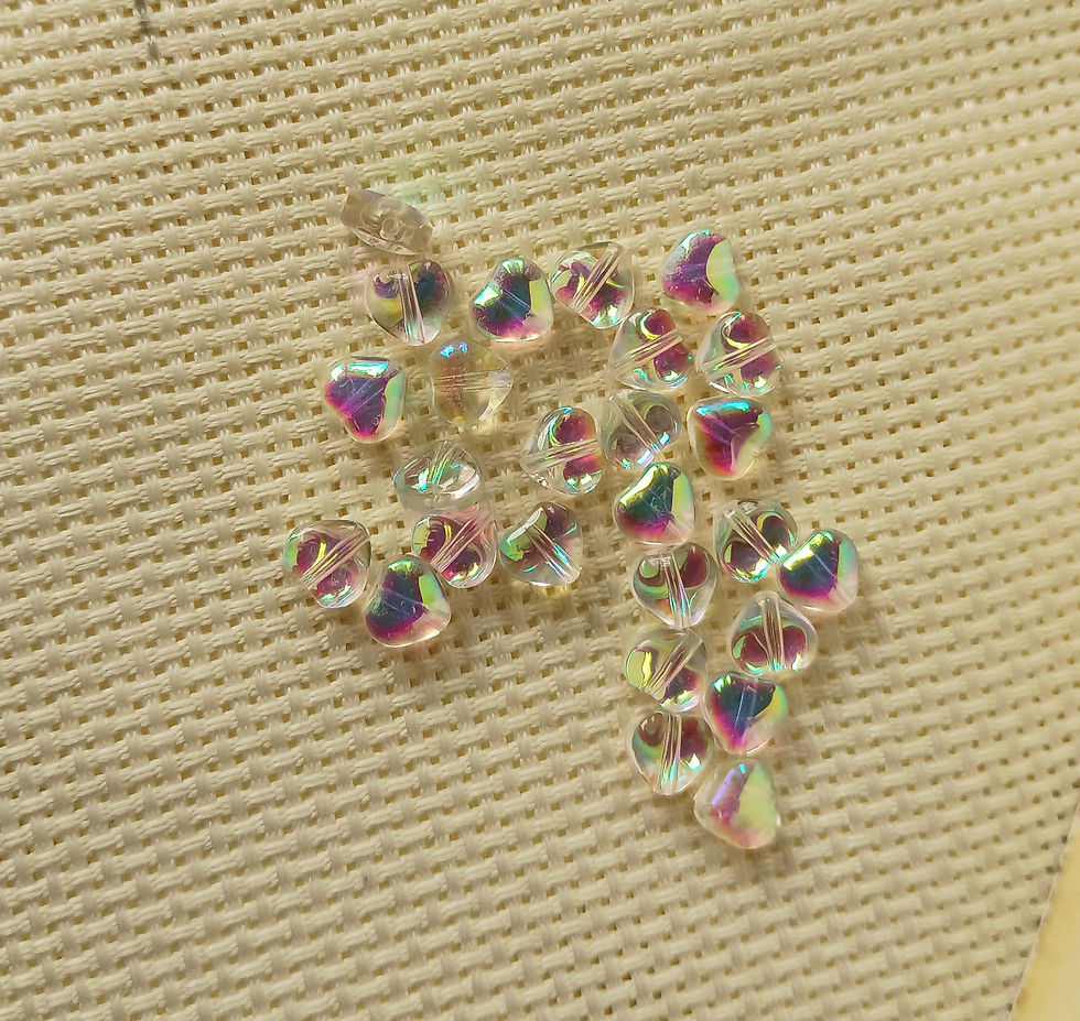Electroplated Iridiscent Glass Heart Beads