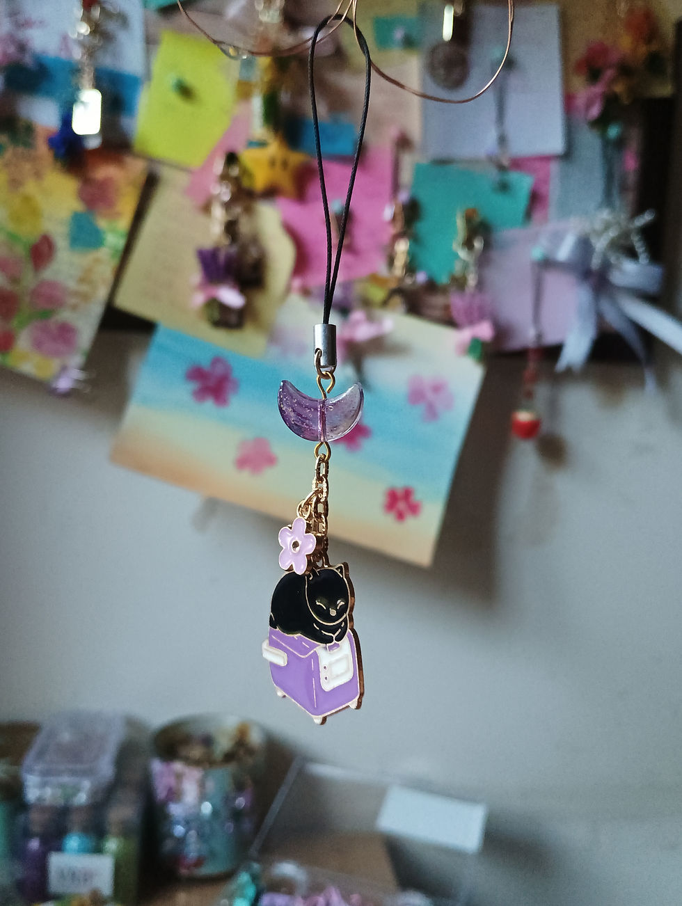 Cat Sleeping on Toaster Enamel and Glass  Phone Charm