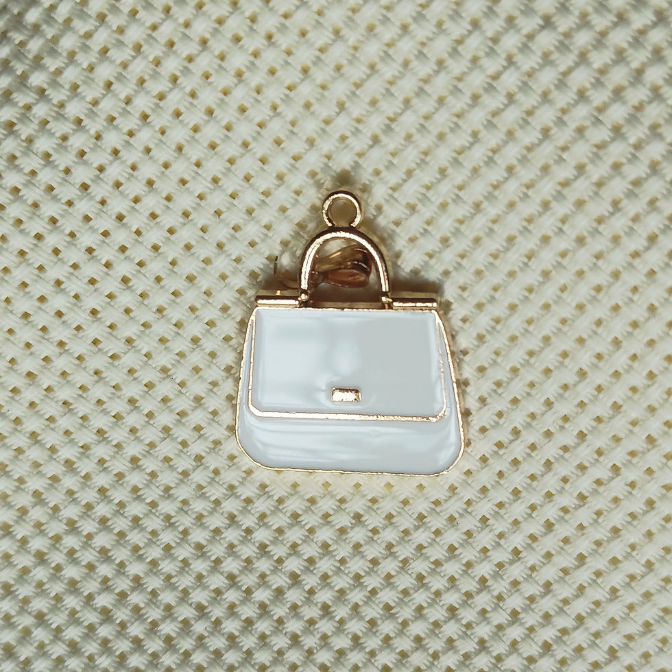 Chanel Vintage White Caviar Trapezoid Flap Bag Inspired Enamel Charms in White