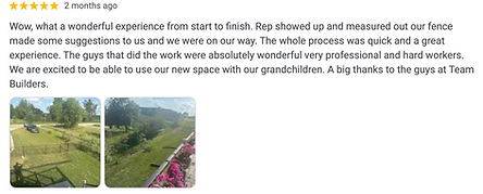 Satisfied customer review for chain link fencing by TEAM Builders in Cedar Falls