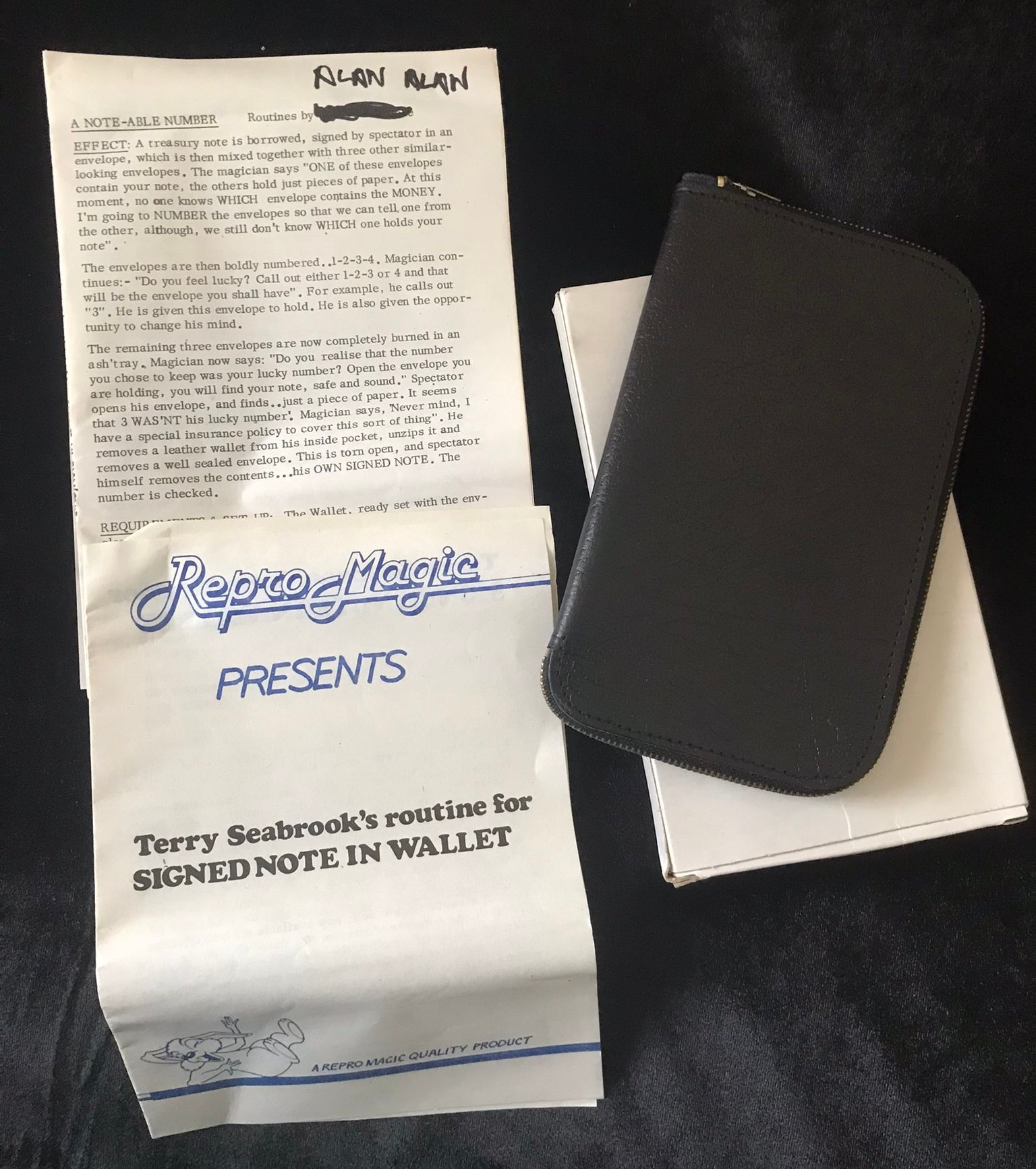 Signed Note in Wallet (Terry Seabrooke)