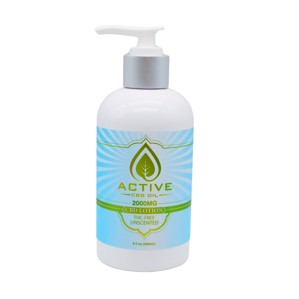cbd lotion with blue and green label
