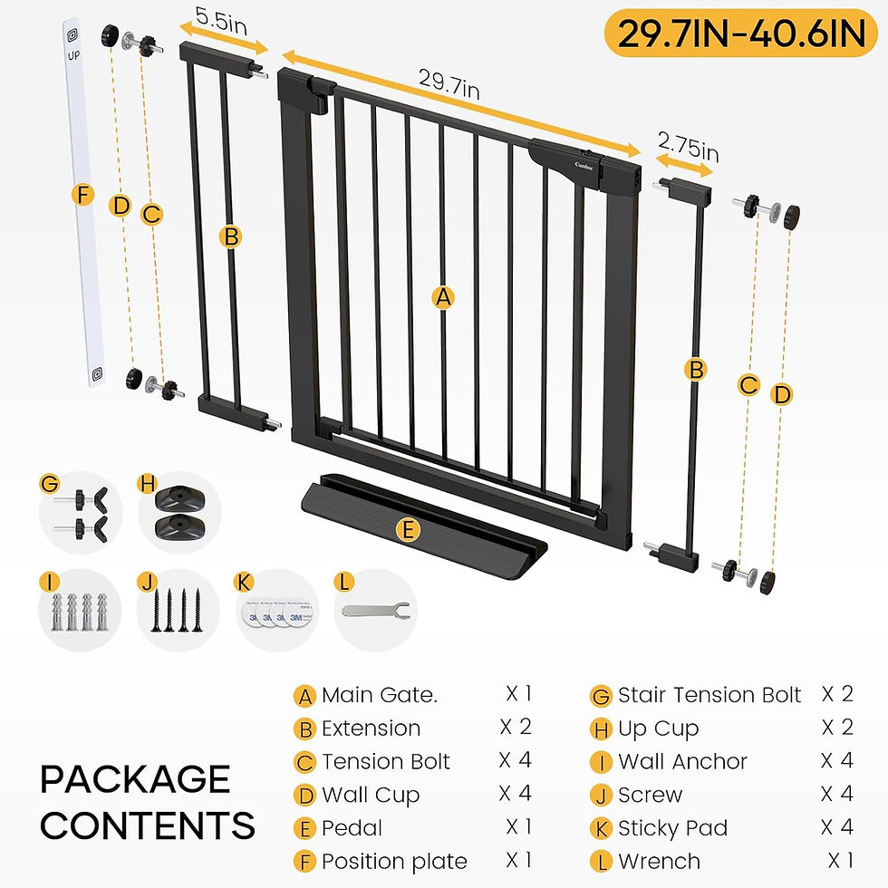 Thumbnail: Cumbor 29.7-40.6" Baby Gate for Stairs, Mom's Choice Awards Winner-Dog Gate for