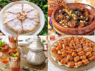 Découvrez la richesse de la cuisine marocaine avec ce repas traditionnel : un tajine parfumé accompagné de légumes frais, servi avec le pain marocain maison et un thé à la menthe, symbole de convivialité et de partage. Un vrai festin aux saveurs authentiques pour maîtriser votre budget tout en savourant l’essence du Maroc