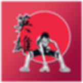 Anime sticker featuring Luffy in a heroic pose with a red sun background and Japanese characters.
