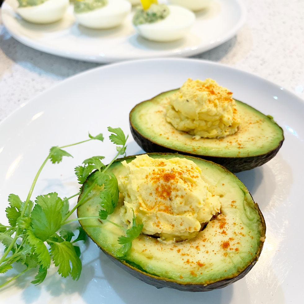 Avocado stuffed with devilled egg