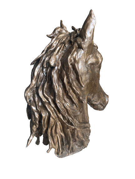 Miniature : TETE DE CHEVAL - PURE SANG ARABE - pièce unique - terre cuite