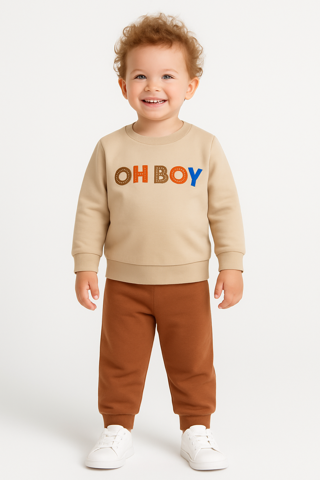 Oh Boy Baskılı Pamuklu İkili Kahve Takım