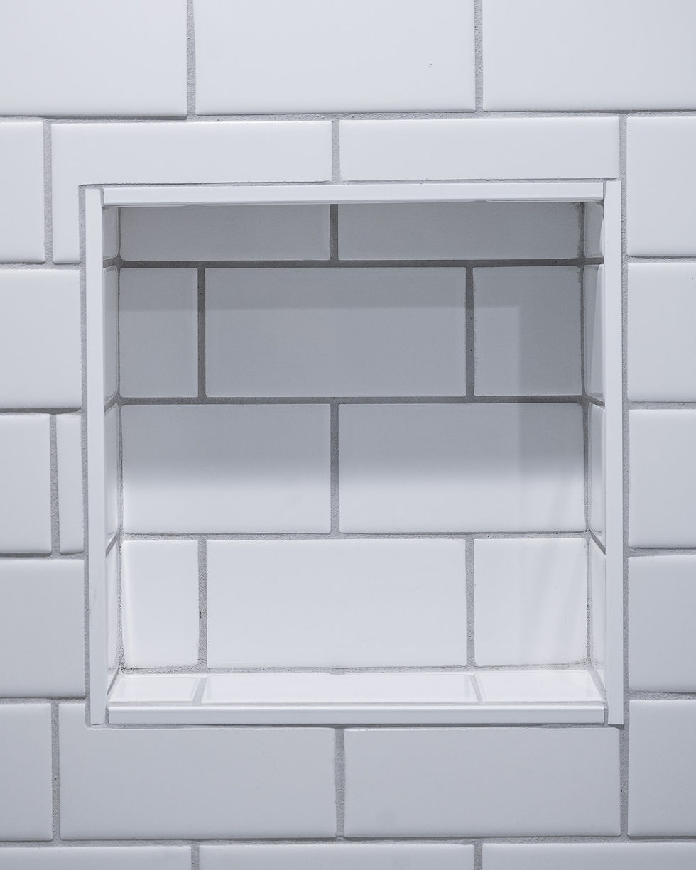 White custom tiles in ADU for a custom home