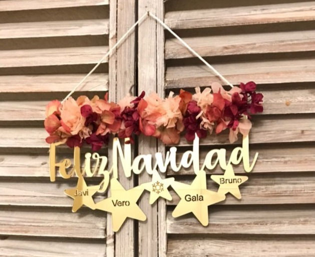 Miniatura: Cartel Navidad Estrellas y flores