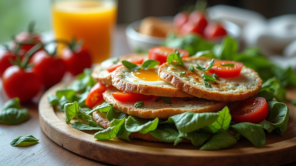 High angle view of a healthy meal rich in nail-boosting nutrients