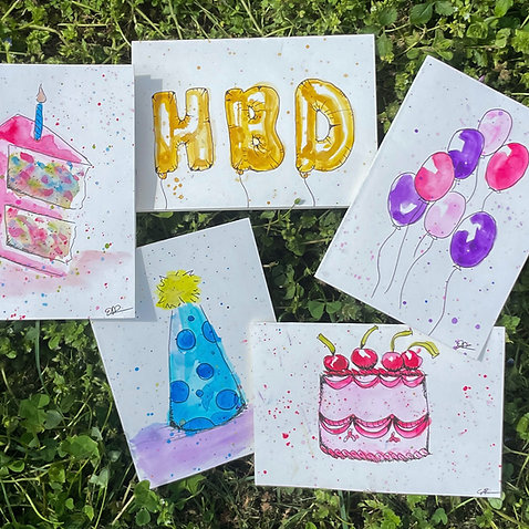 Hand-Painted Birthday Cards