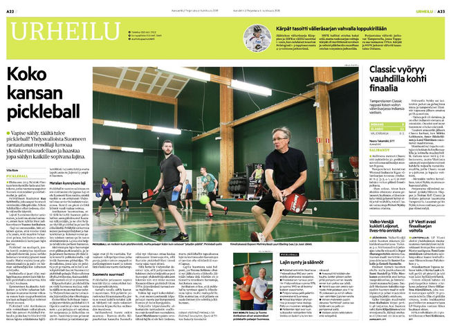 Pickleballia Aamulehdessä – laji tuli nyt myös Tampereelle!
