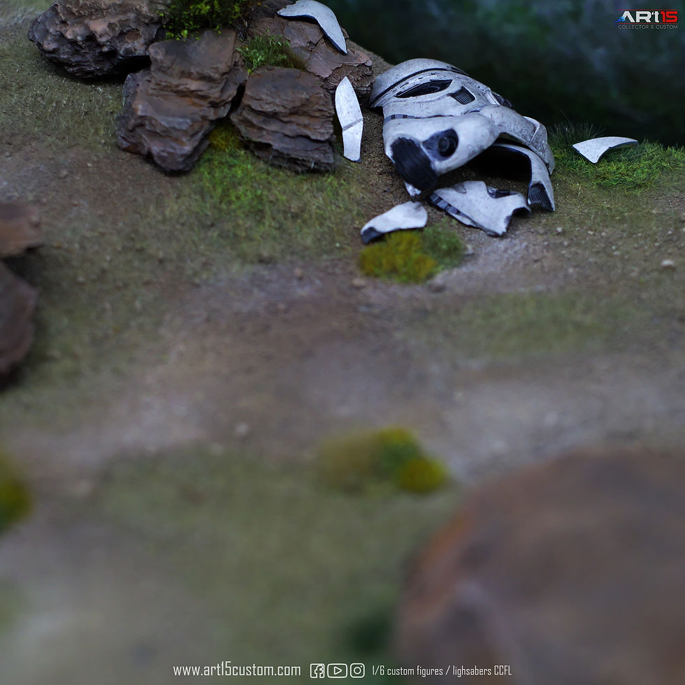 Miniature : Diorama Mandalorian complet avec fond Star Wars 1/6 pour Vitrine Detolf 38x38cm