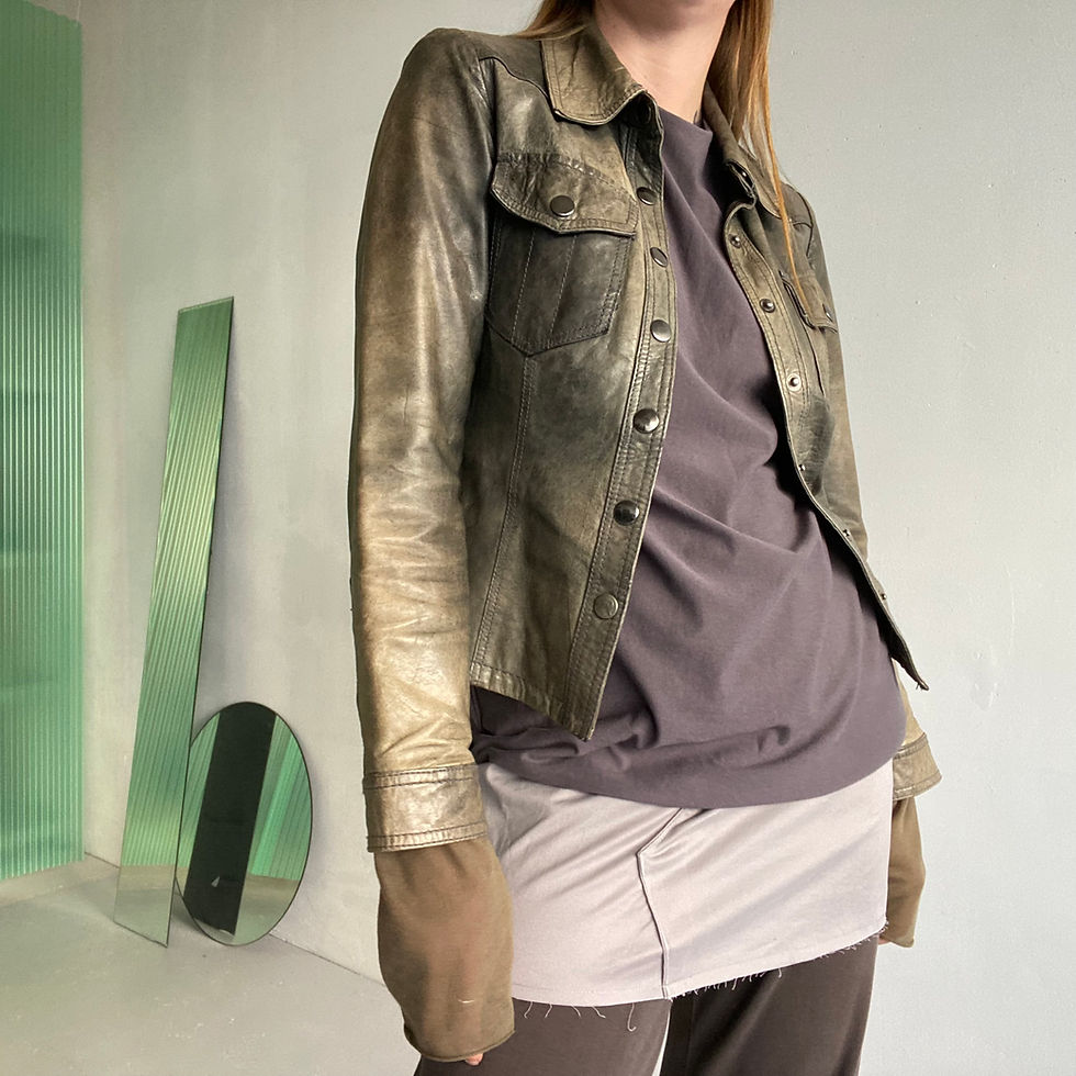 washed leather jacket dark