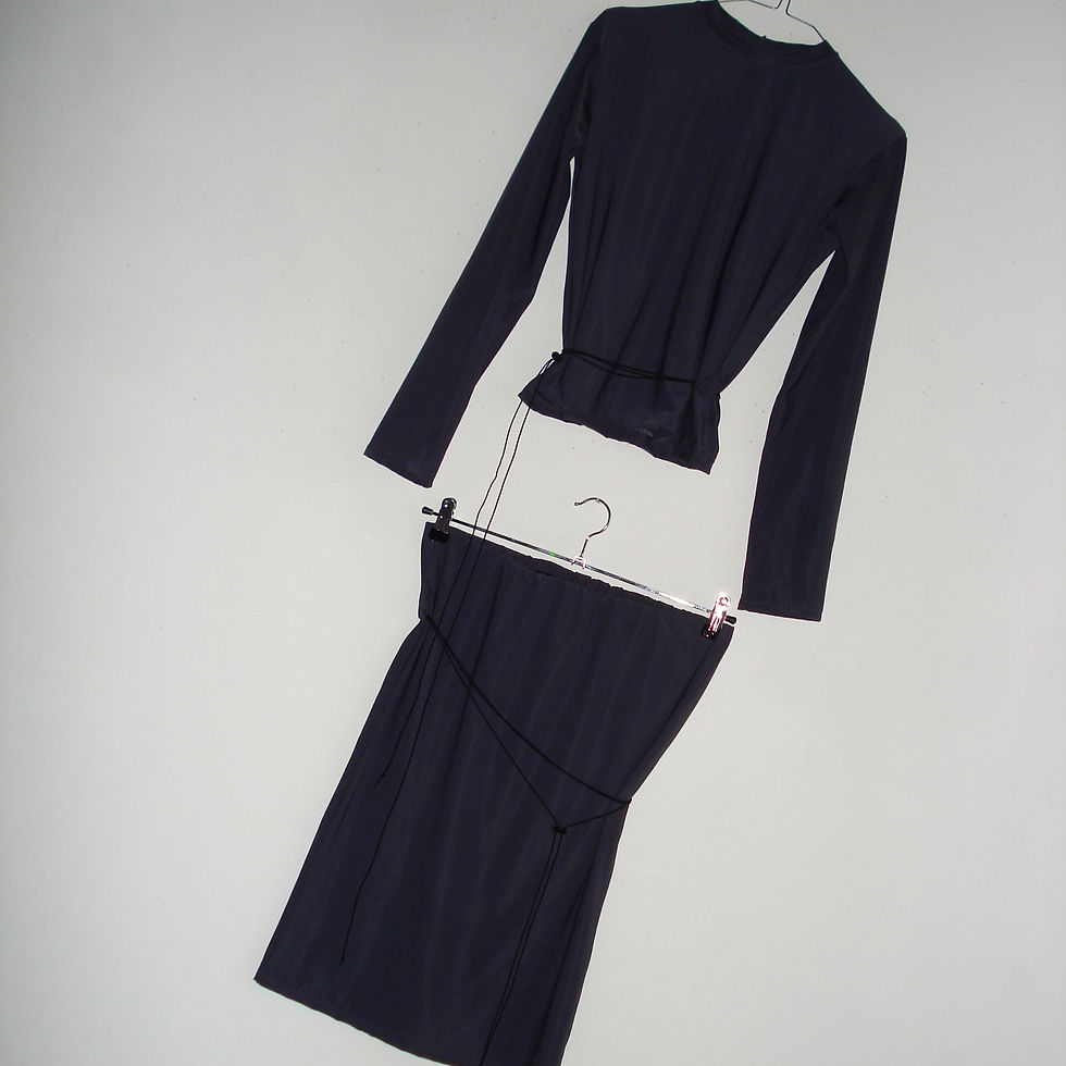 Thumbnail: rozewolk lycra drawstring skirt grey/purple