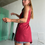 Thumbnail: asymmetric layered jersey dress washed red
