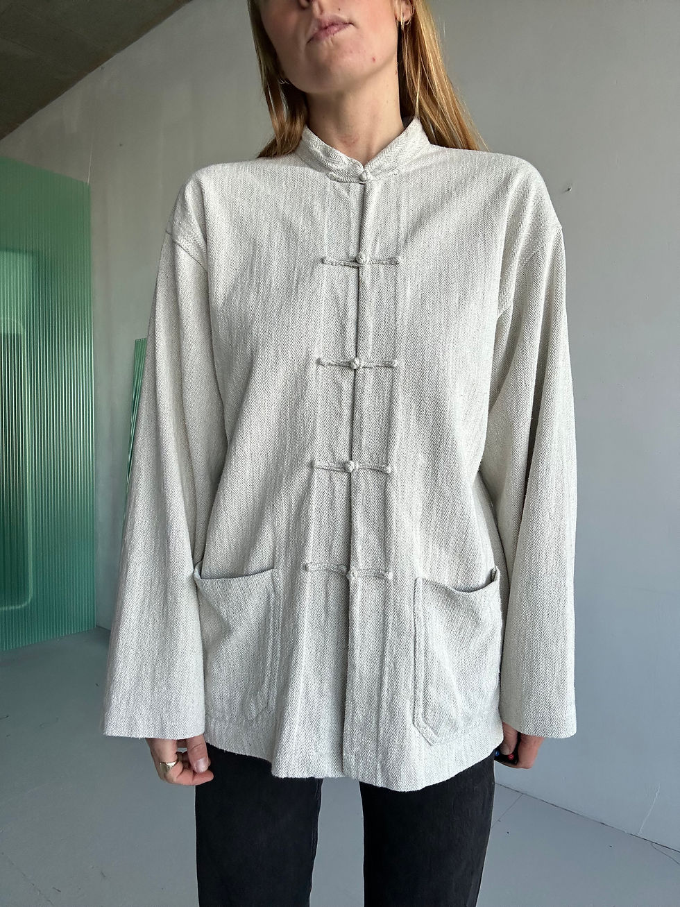 Thumbnail: longsleeve cotton blouse / jacket grey