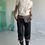 Thumbnail: low waist linen capri trousers black