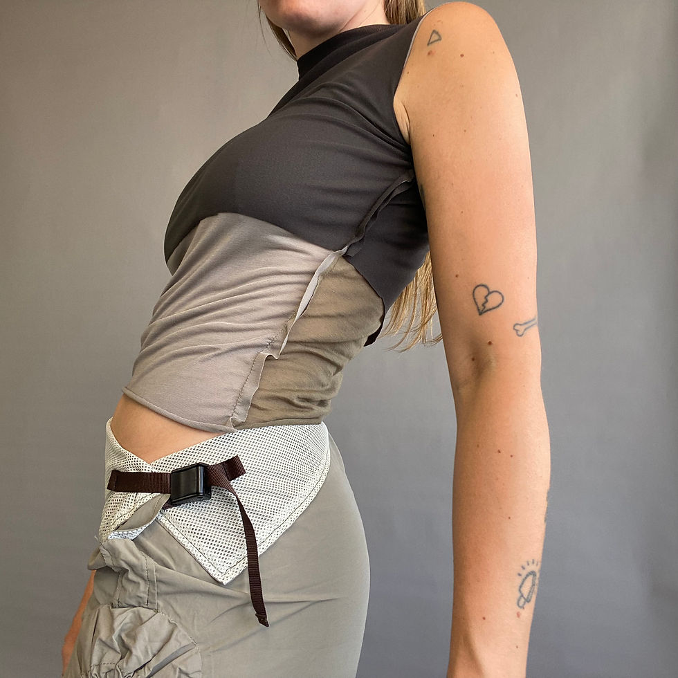 distressed inside-out top