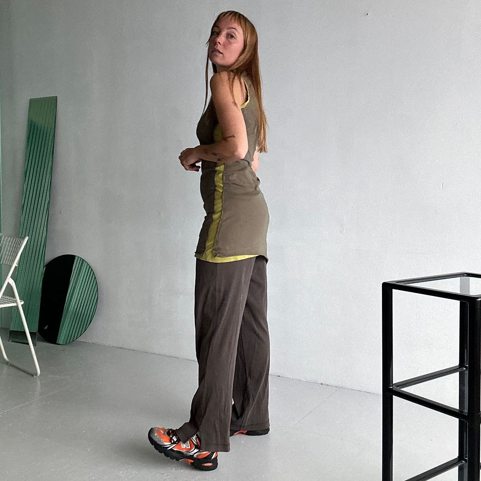 Thumbnail: asymmetric layered jersey dress kaki/green