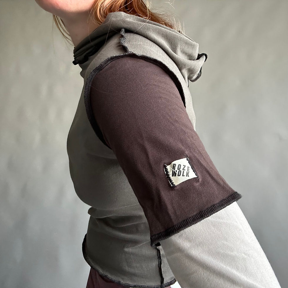 Thumbnail: rozewolk hooded contrast tee kaki/brown/beige