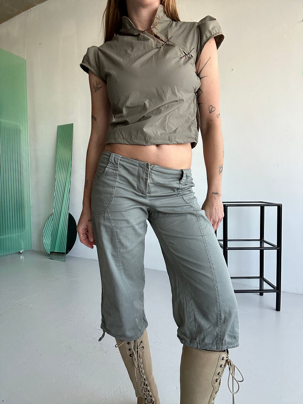 Thumbnail: low waist baggy capri trousers