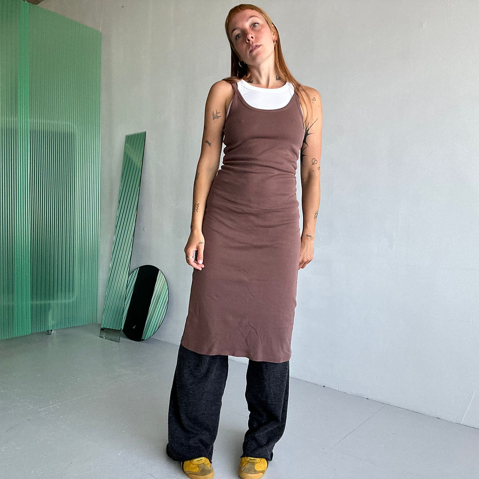 Thumbnail: long cami dress washed brown