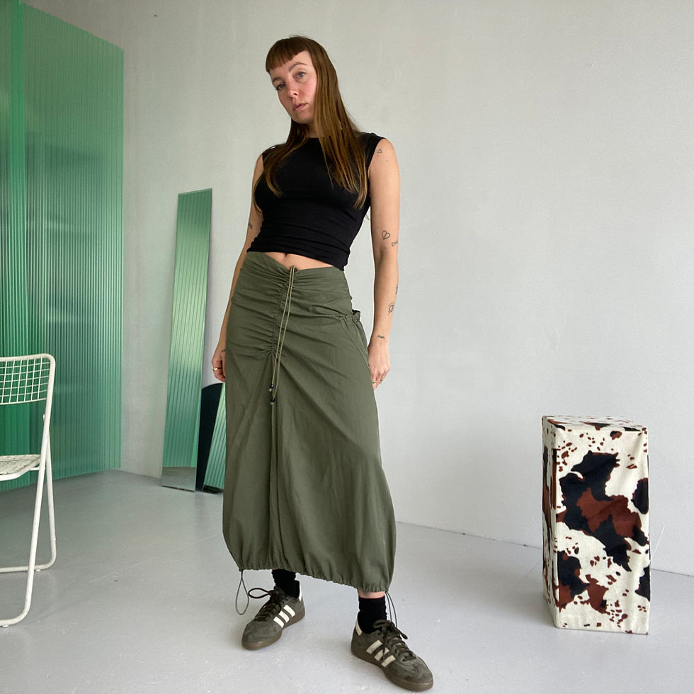 green drawstring parachute skirt 