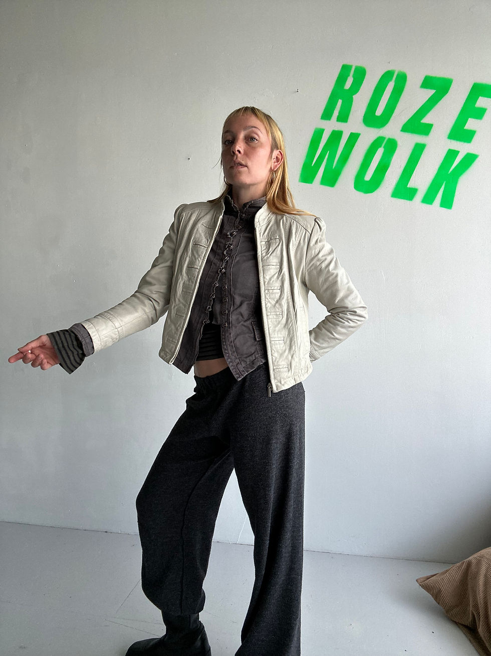 Thumbnail: washed leather jacket beige