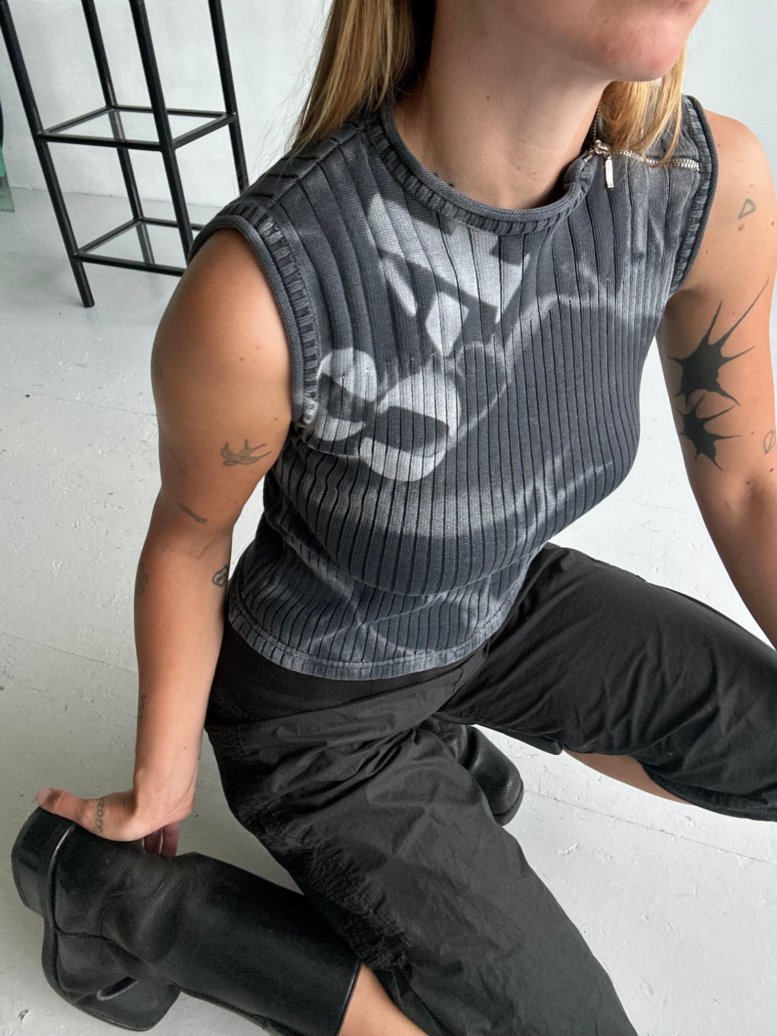 y2k printed top black/white