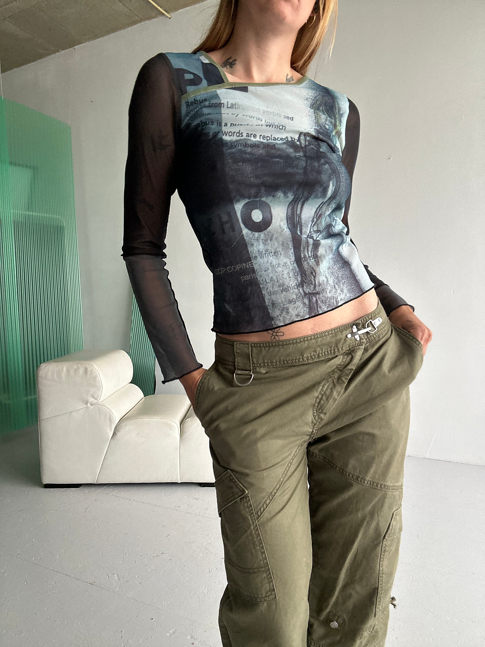 Thumbnail: cop copine asymmetric mesh tee