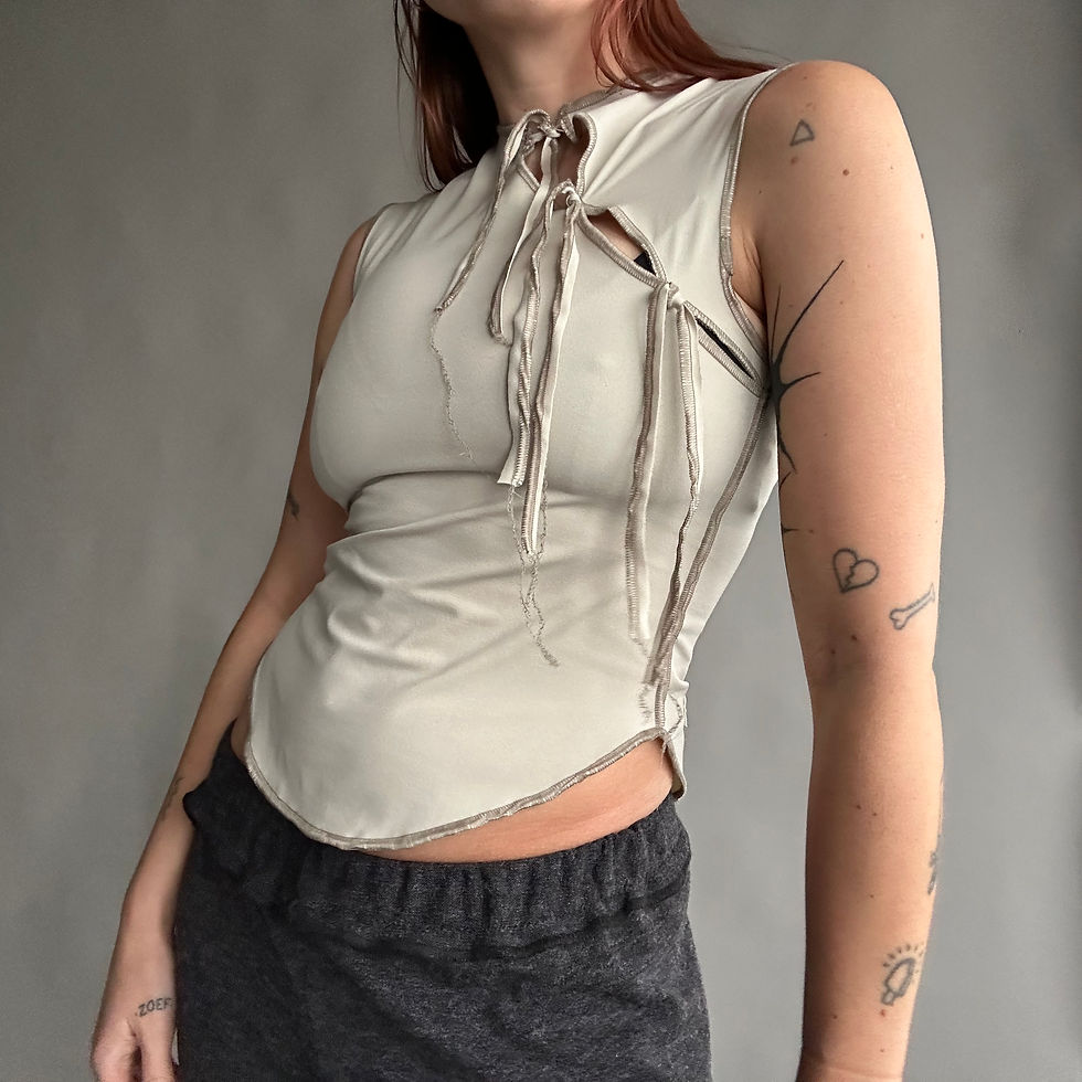 Thumbnail: rozewolk fitted drawstring tanktop beige