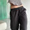 Thumbnail: low waist baggy linen trousers black