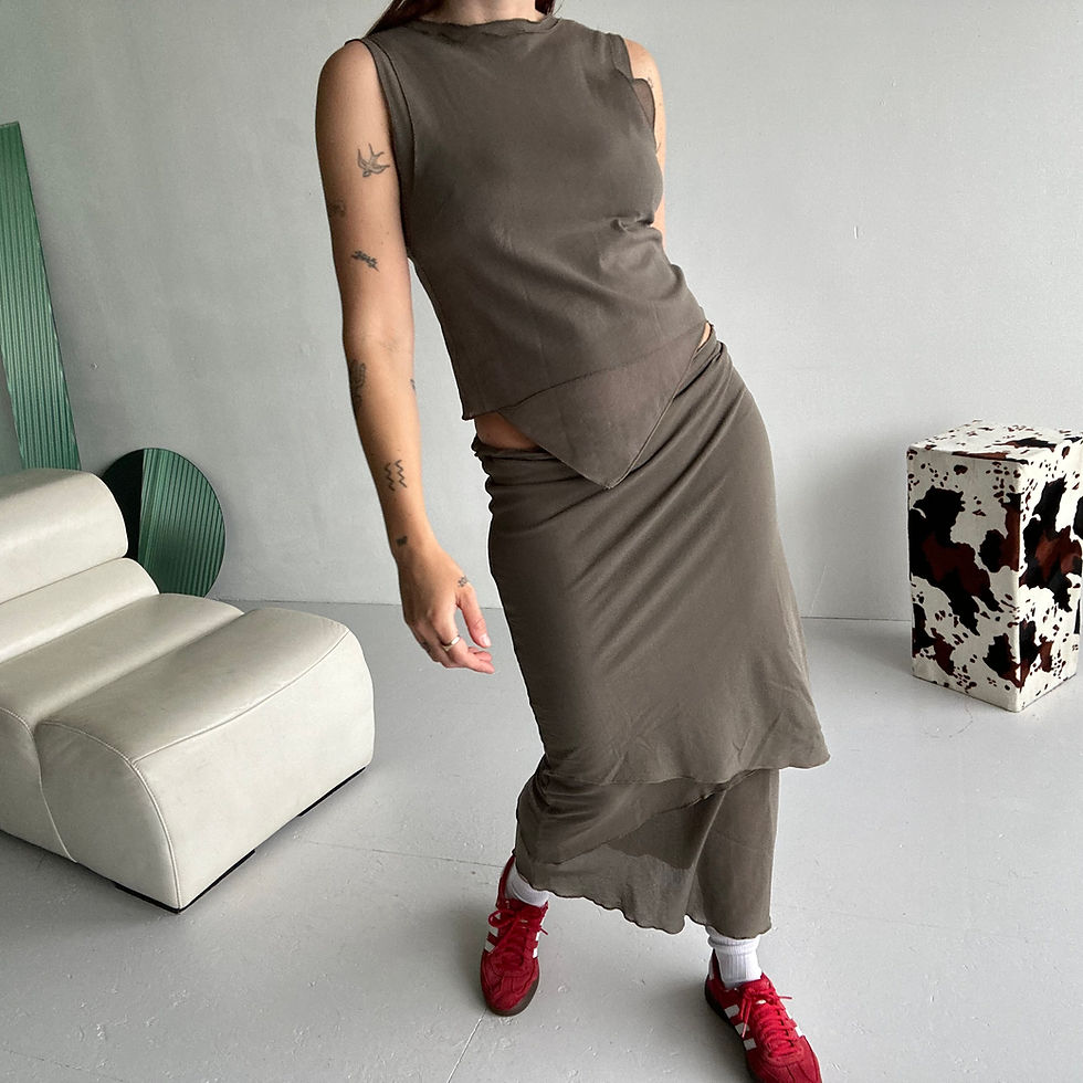 Thumbnail: layered mesh two piece top/skirt