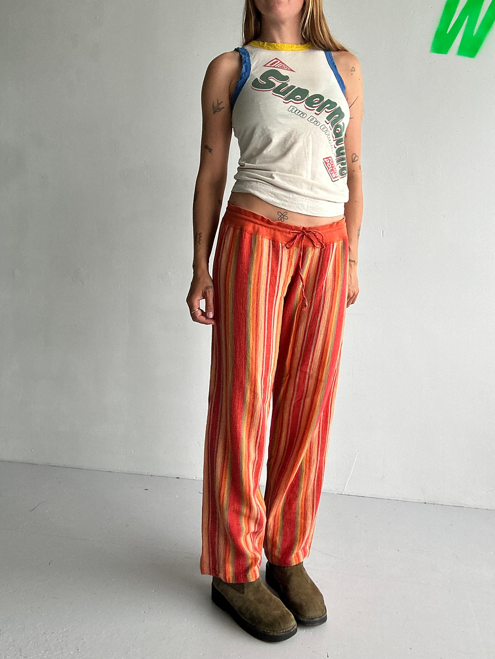 Thumbnail: low waist striped cotton trousers
