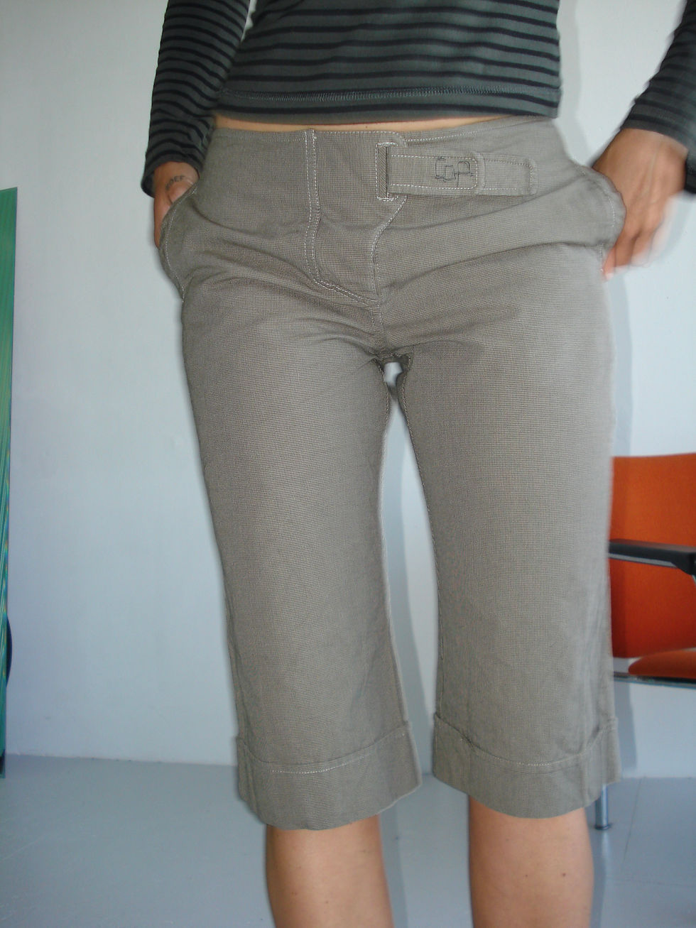 Thumbnail: cop copine low waist capri trousers brown