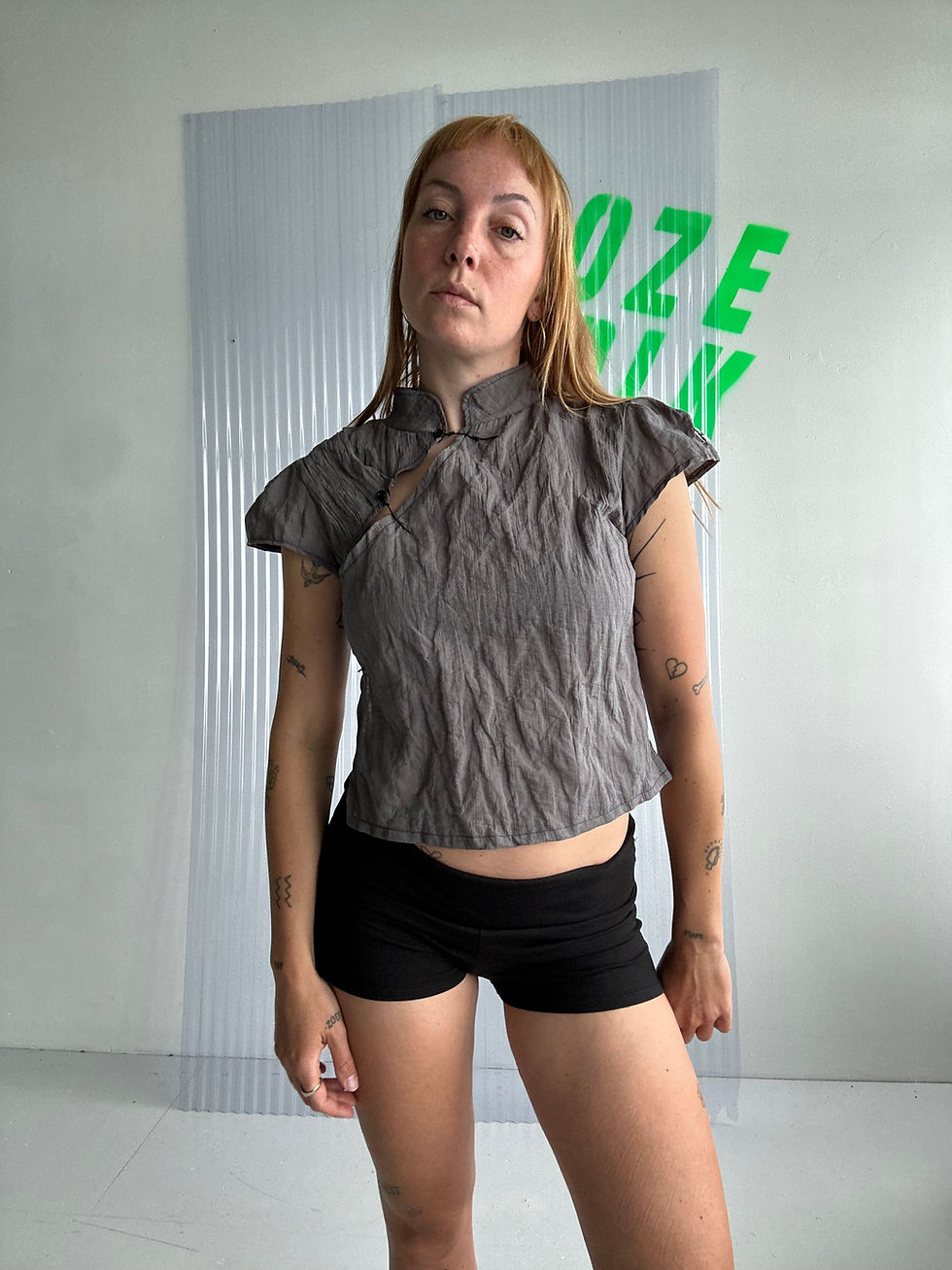 Thumbnail: rozewolk wrinkled asymmetric top grey