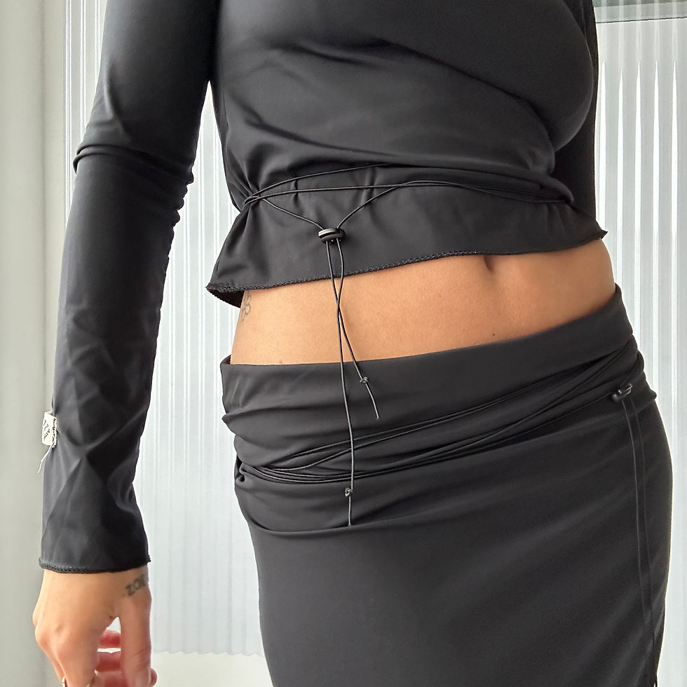Thumbnail: rozewolk lycra drawstring skirt black