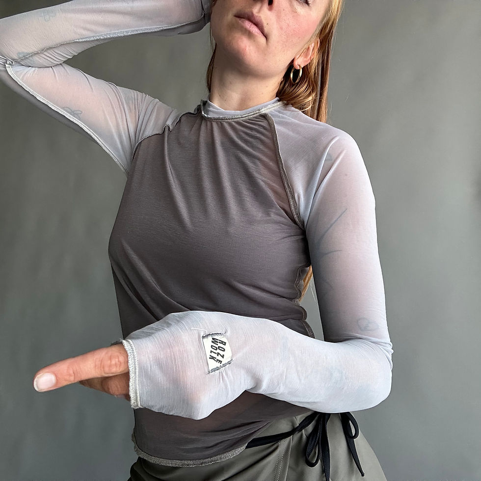 Thumbnail: rozewolk sheer raglan black / grey sleeve