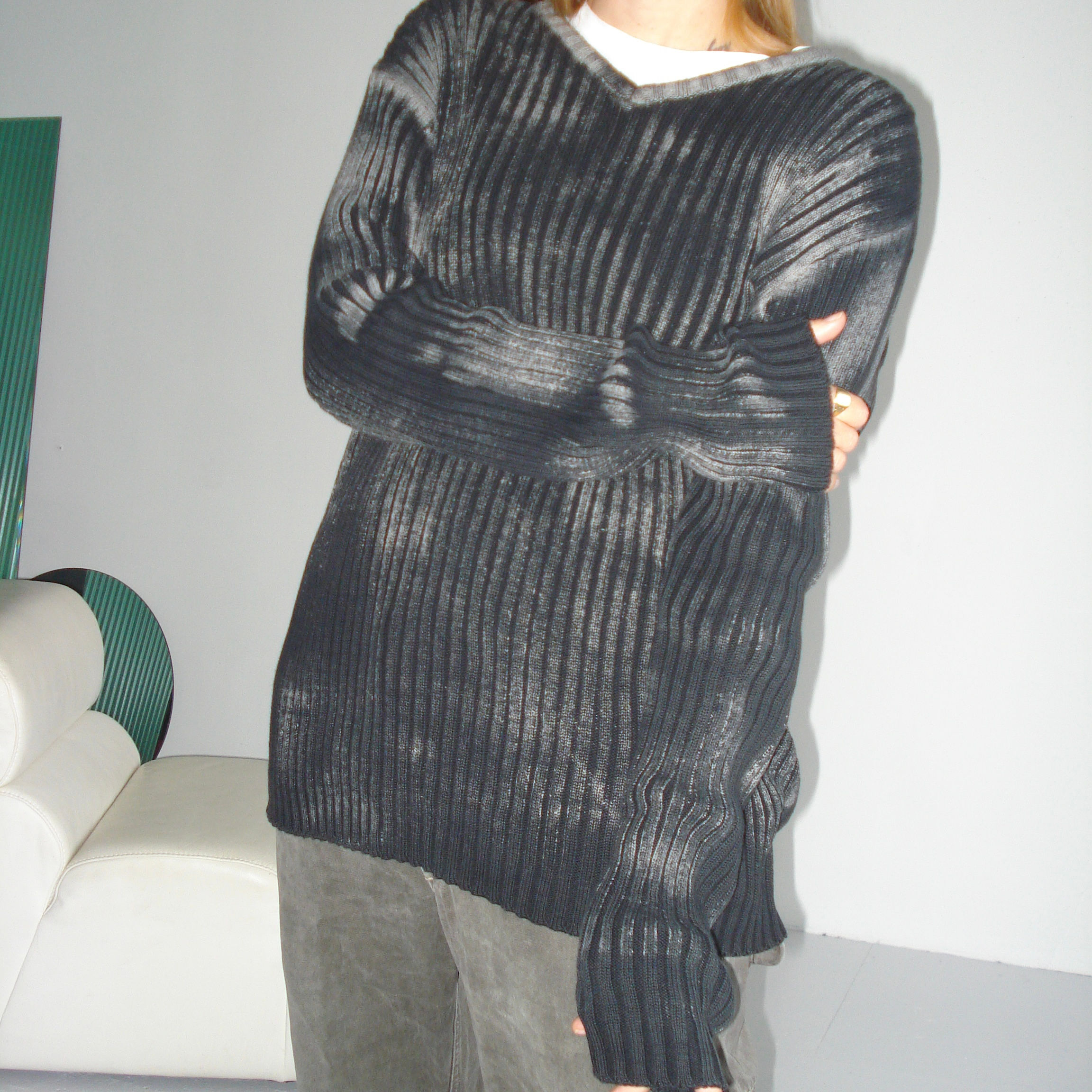 washed oversized knit sweater