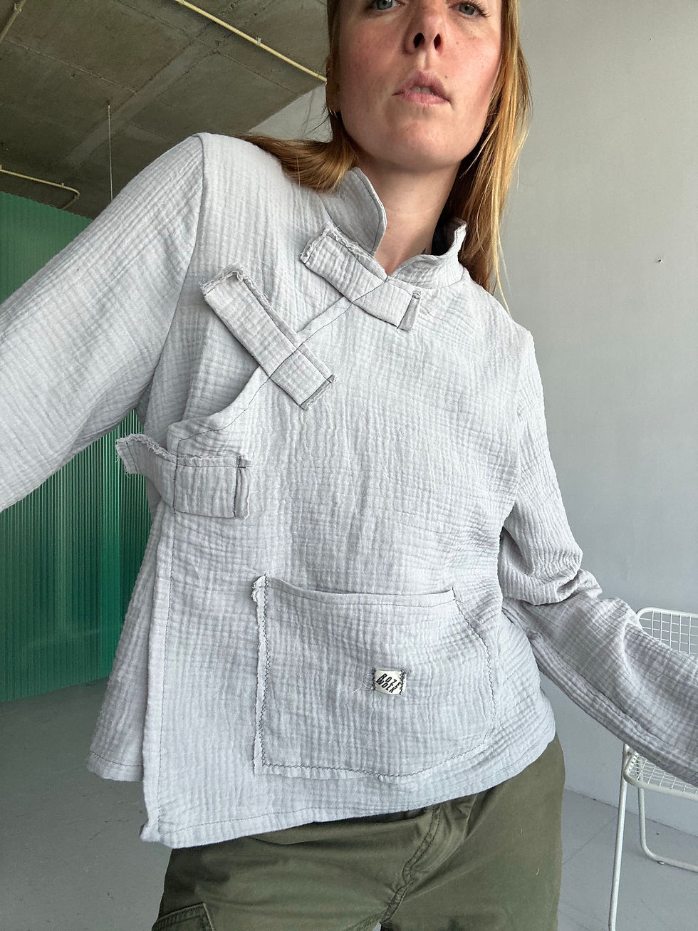 Thumbnail: rozewolk wrinkled asymmetric jacket light grey 