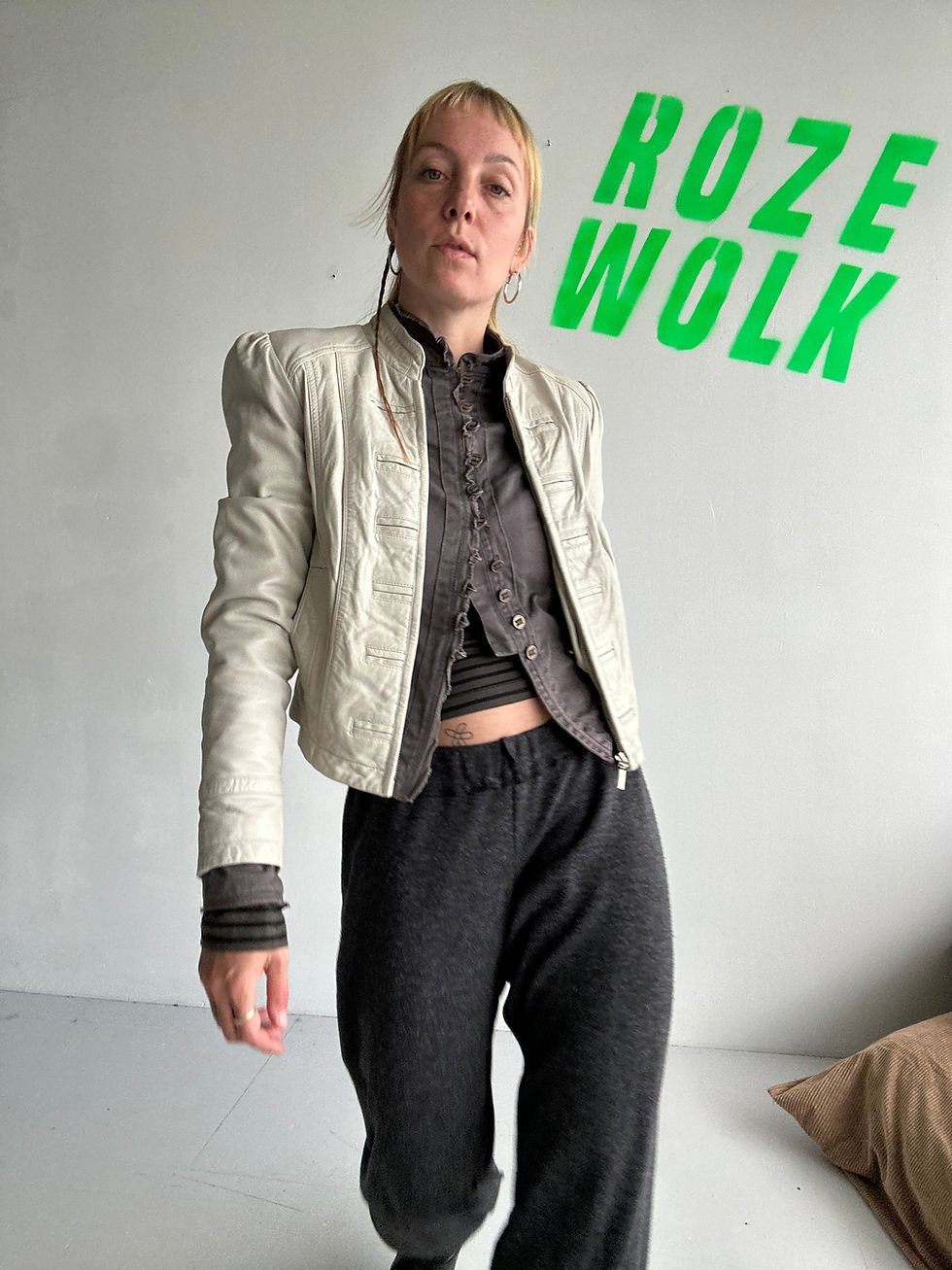 Thumbnail: washed leather jacket beige