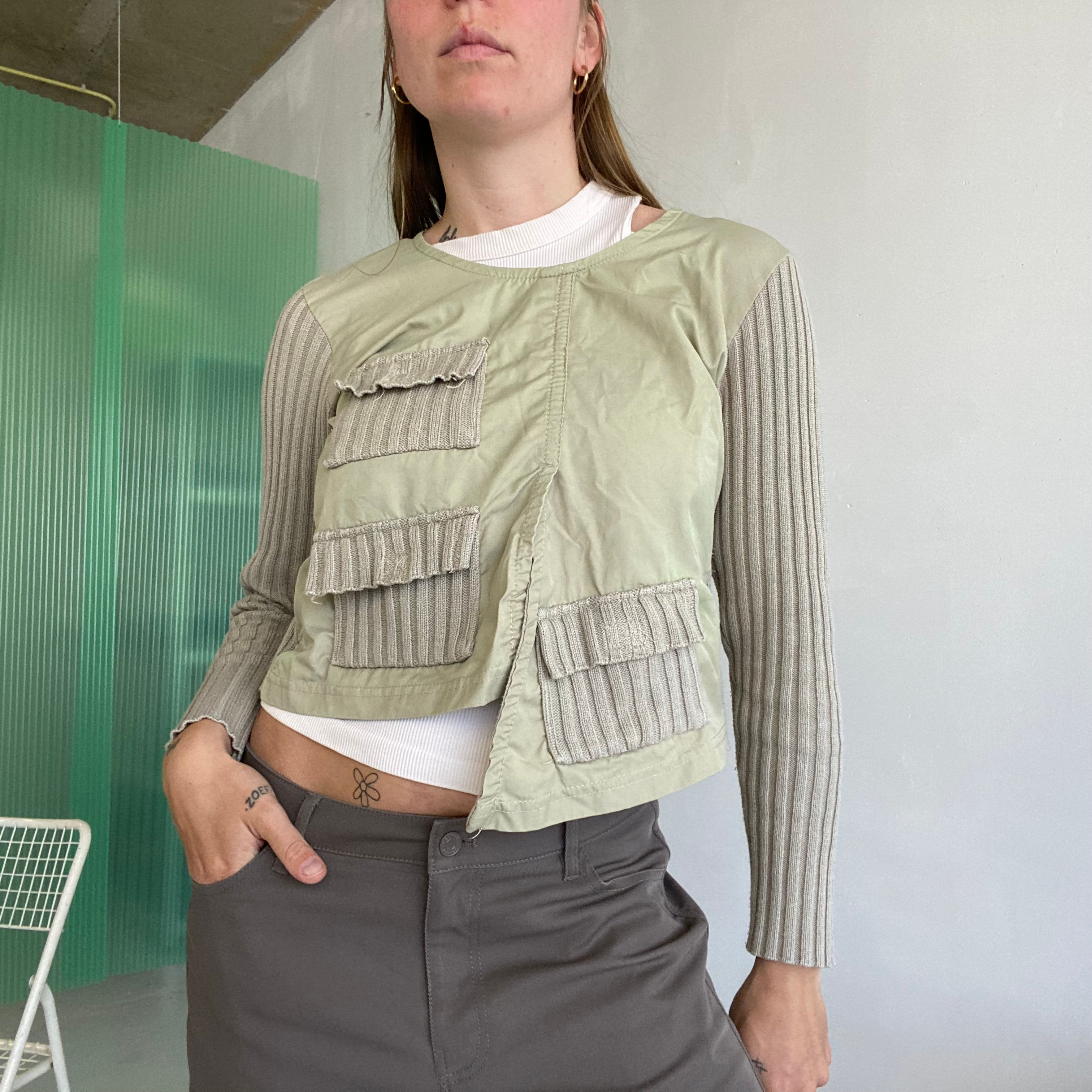 asymmetric parachute cargo sweater beige