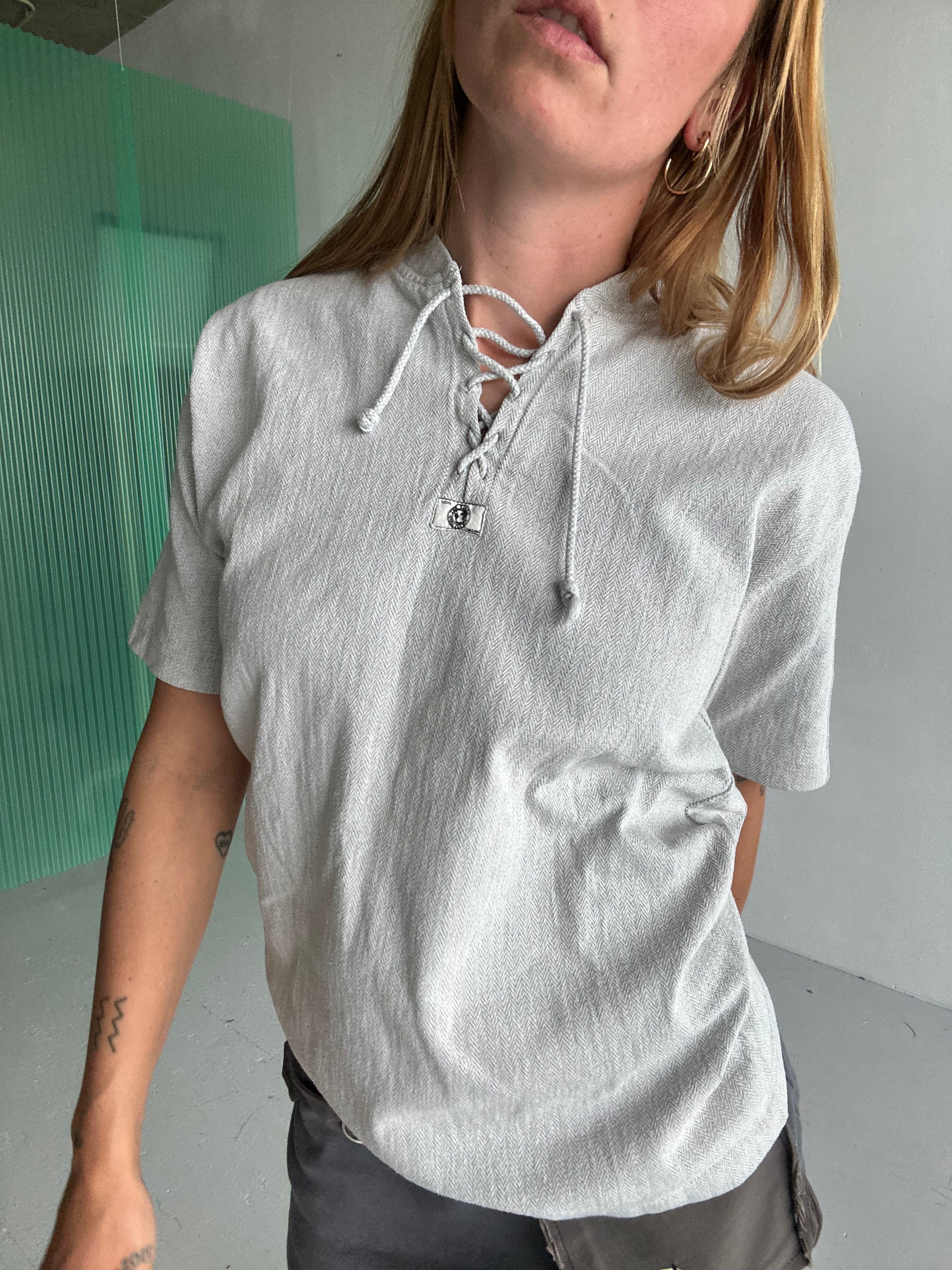 cotton lace up blouse