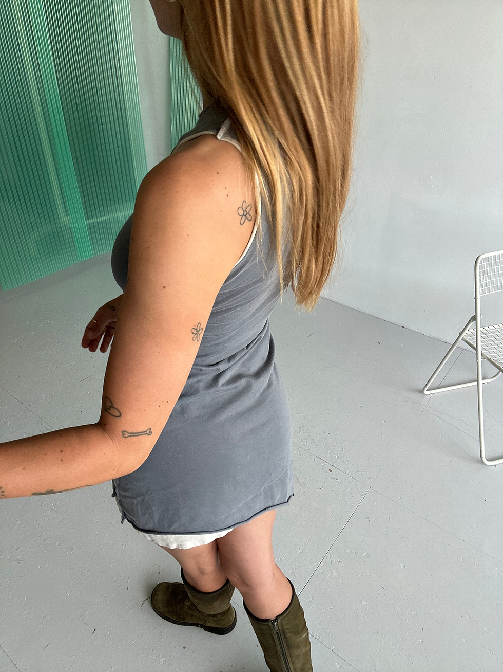 Thumbnail: asymmetric layered jersey dress washed grey