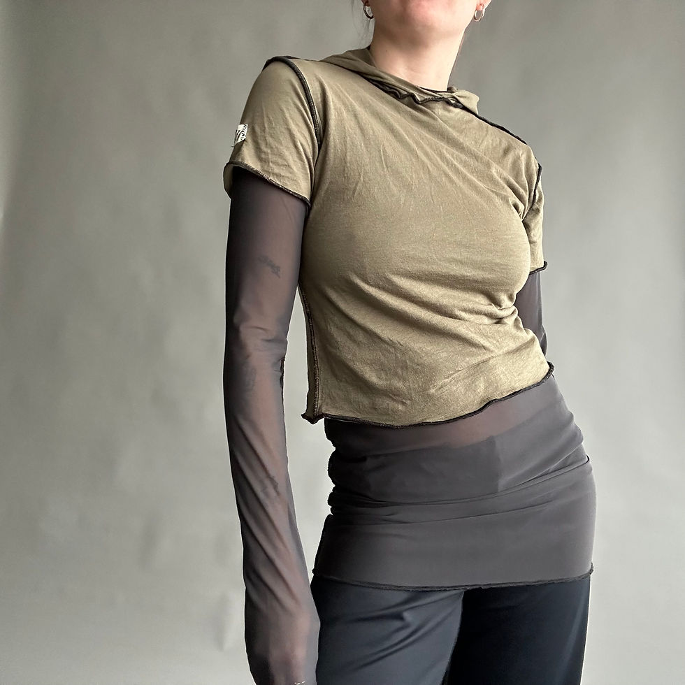 Thumbnail: rozewolk set meshdress / hooded tee kaki